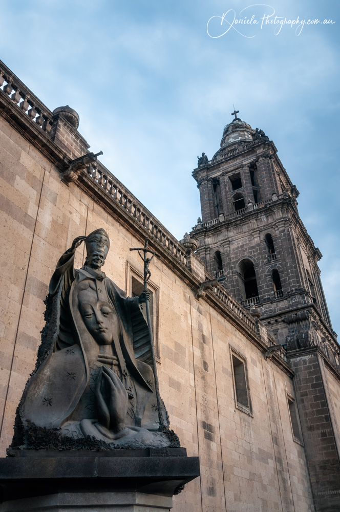 Mexico City  Metropolitan Cathedral side Facade and Sculpture